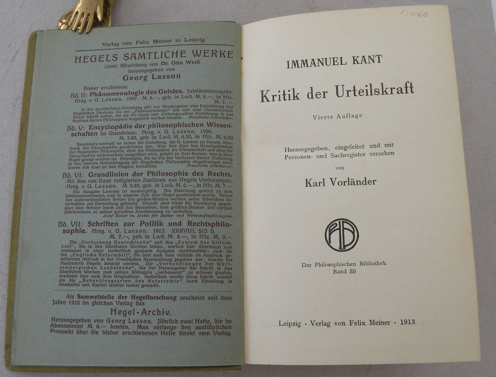 Kant I. Kritik der Urteilskaft.
