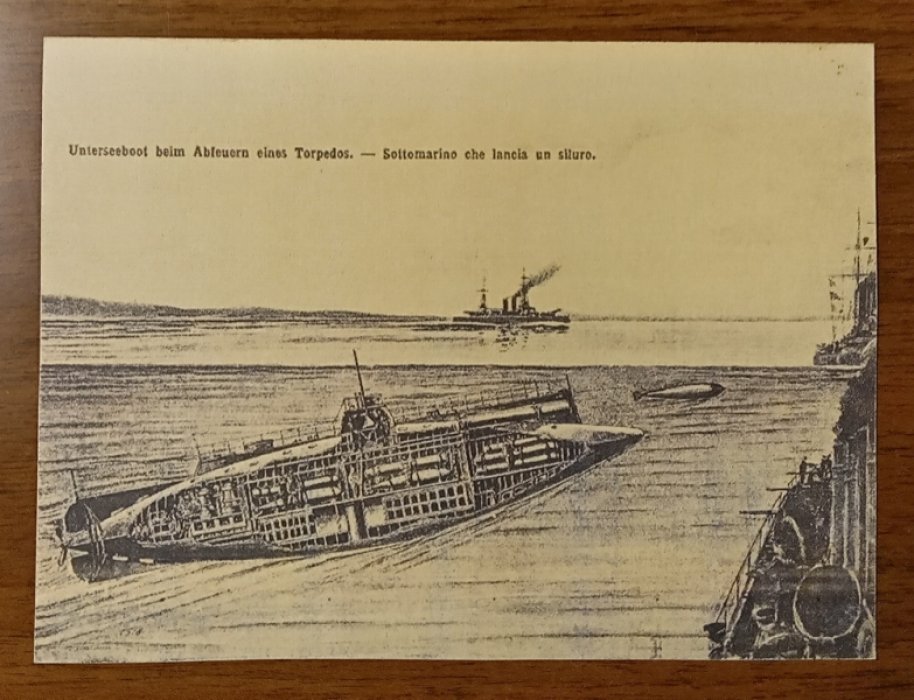 Unterseeboot beim Фиаугукт eines Torpedos. Открытка (Post karte)