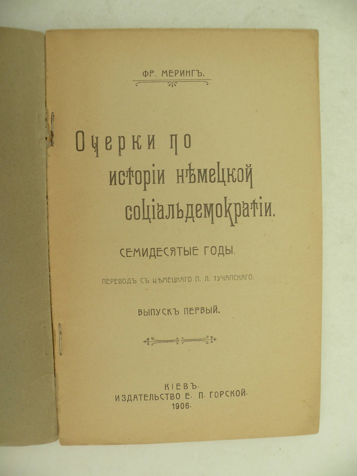 Меринг Фр. Очерки по истории немецкой социалдемократии. Выпуск первый.