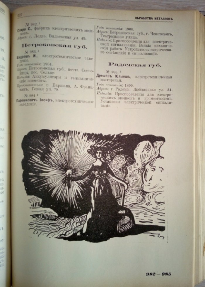 Адресная Книга Фабрично-Промышленных заведений Царства Польского на 1906 год.