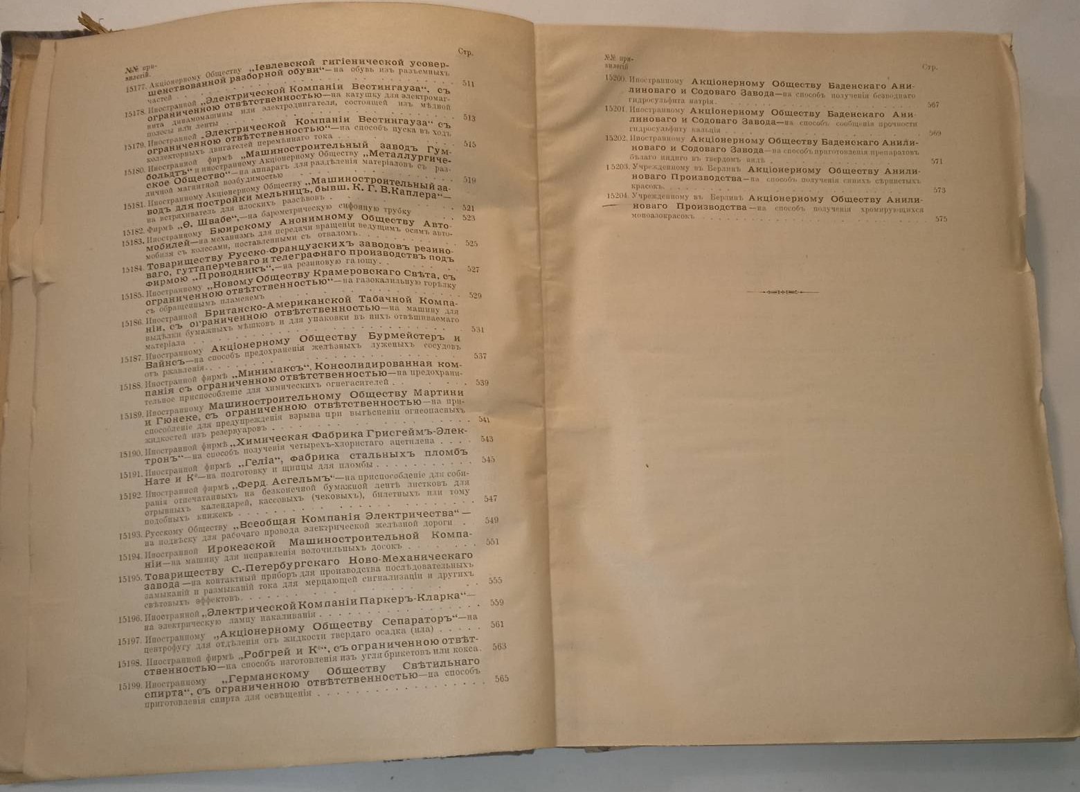 Свод привилегий выданных в России. 1909 г. Выпуск II. Привилегии № 15080-15204.
