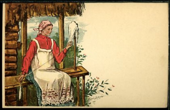 Шнейдер А. Всероссийская Кустарно-Промышленная Выставка в С.Петербурге. 1902 г.Прялка.