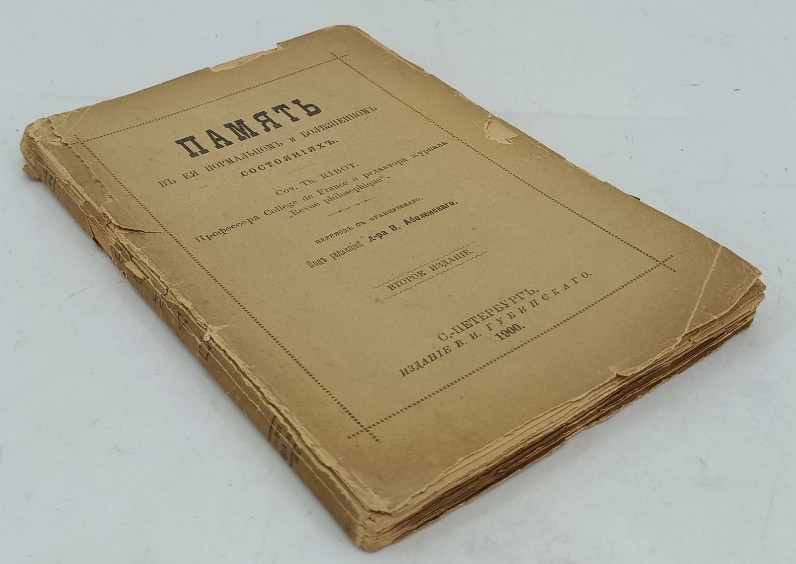 Ribot Th. Память в ее нормальном и болезненном состояниях.