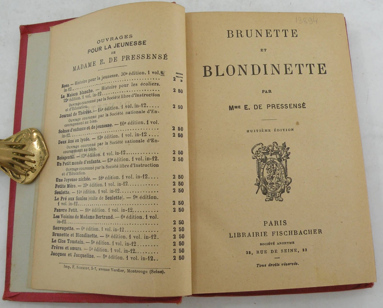 E. de Pressens? (Е. де Прессенсе) Brunette et Blondinette. на фрнц. яз. (Брюнетка и блондинка.)