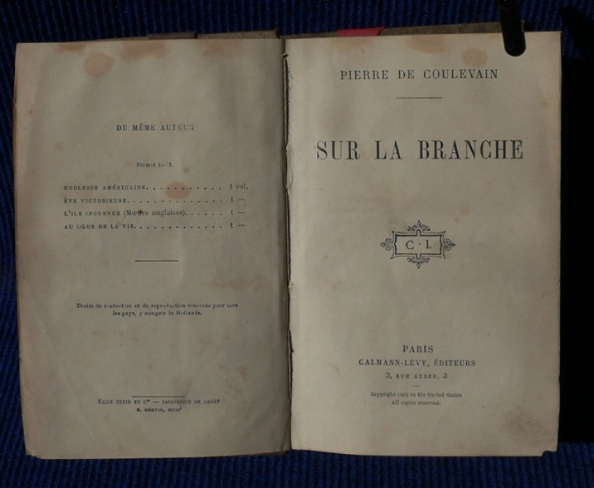 Pierre de Coulevain. Sur la branche.