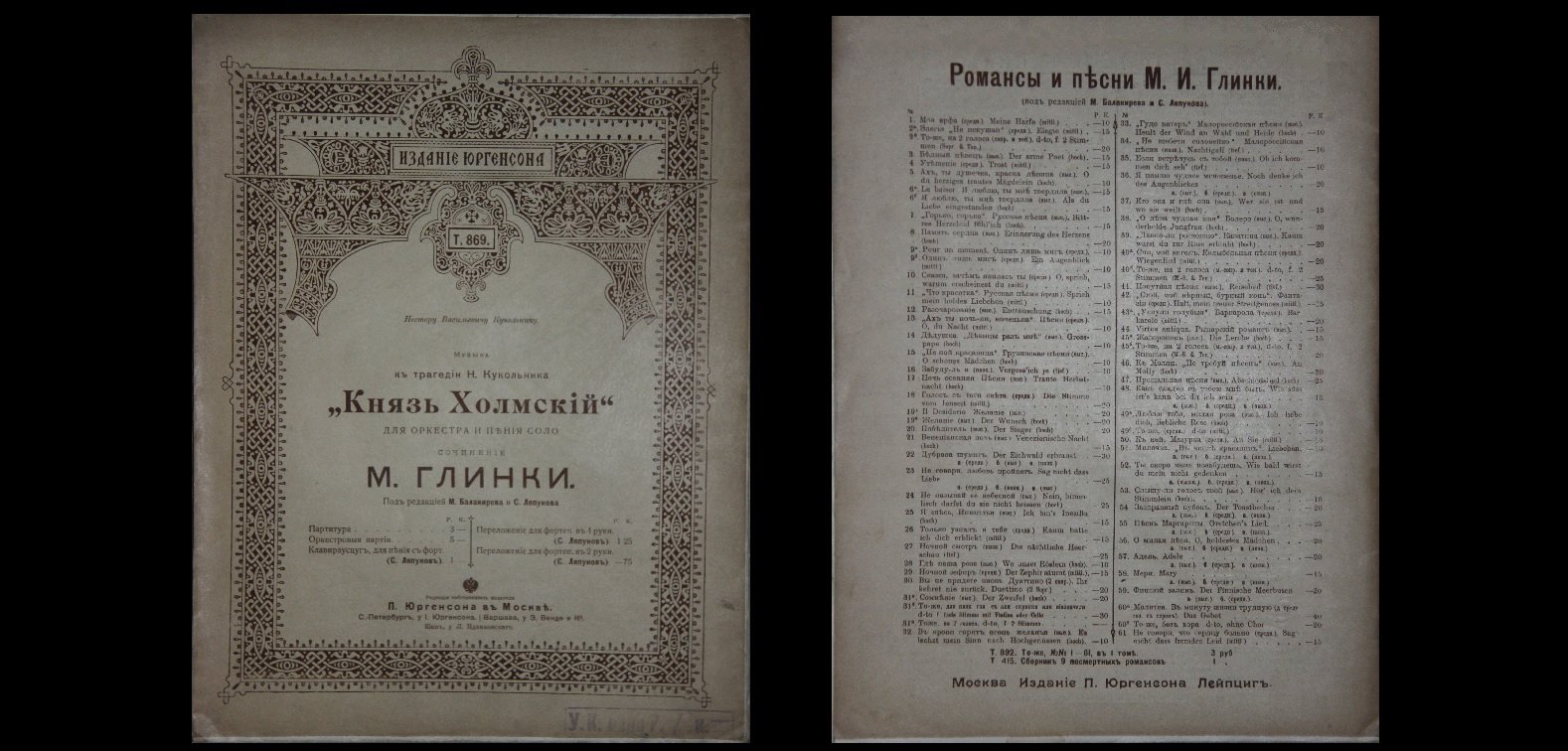 Глинка М.И. Князь Холмский. /Сочинение для оркестра и пения соло/. Ноты.