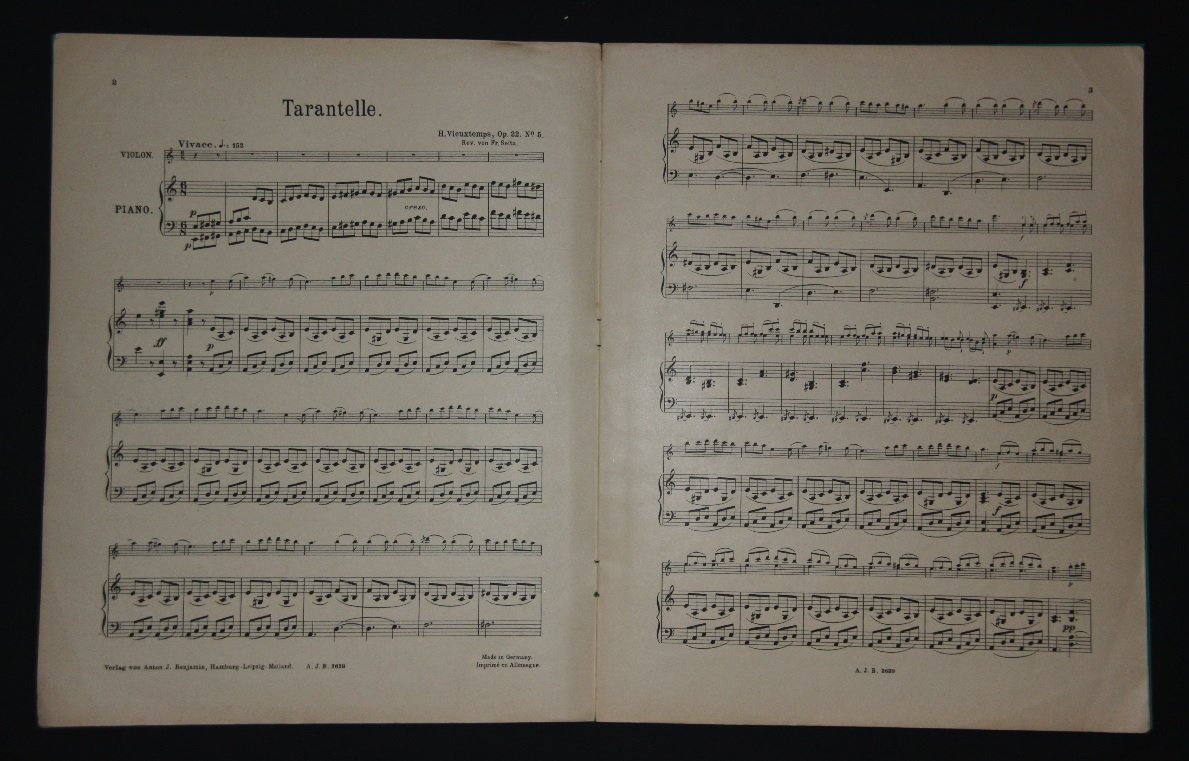 Вьетан, Анри. Тарантелла для скрипки и фортепиано (Op. 22 N5). Ноты.
