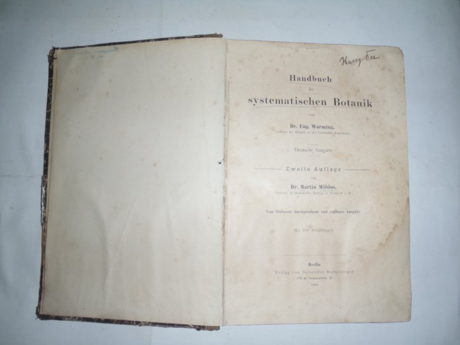 Warming Eug.dr., Mobius Martin dr. Handbuch der systematischen botanik. (Справочник по систематической ботанике)