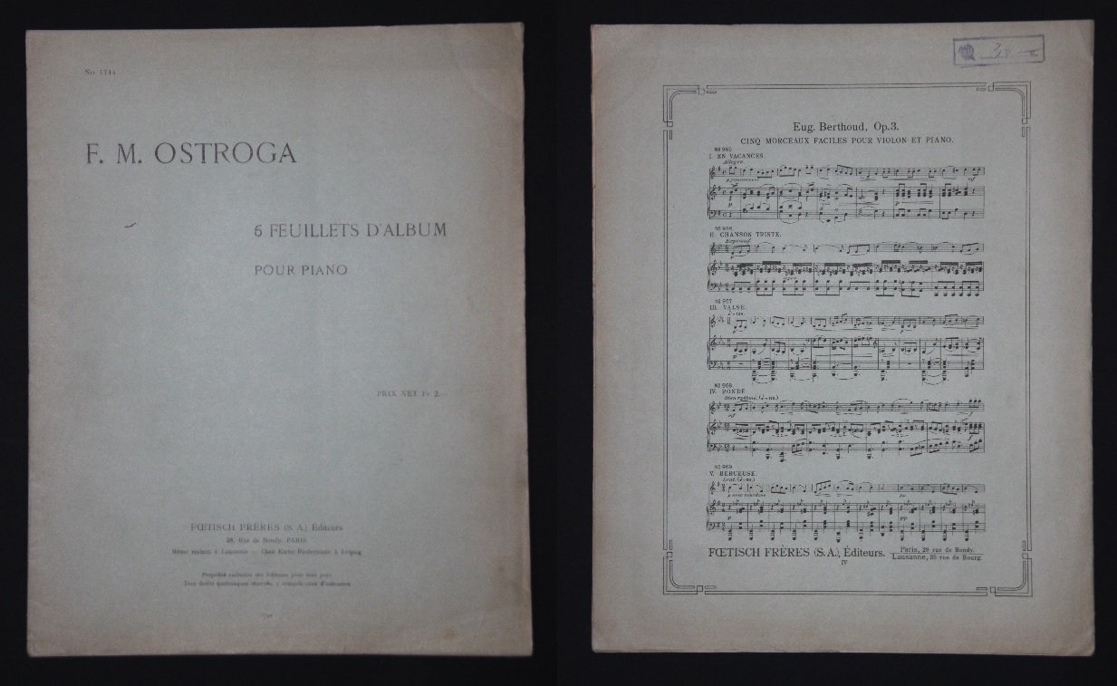Острога, Феликс. 6 Feuillets dAlbum pour piano / 6 листков из альбома для фортепиано. Ноты.