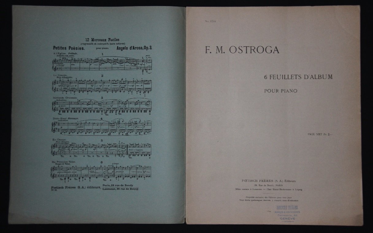 Острога, Феликс. 6 Feuillets dAlbum pour piano / 6 листков из альбома для фортепиано. Ноты.