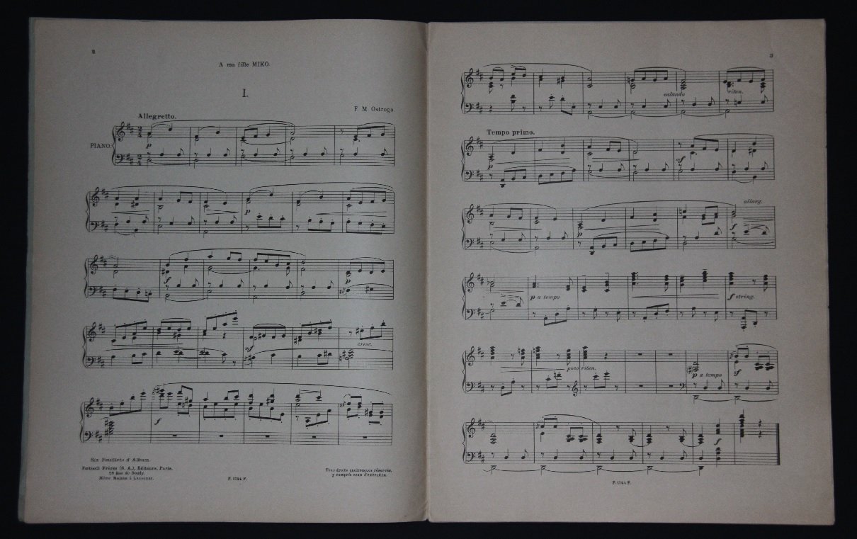 Острога, Феликс. 6 Feuillets dAlbum pour piano / 6 листков из альбома для фортепиано. Ноты.
