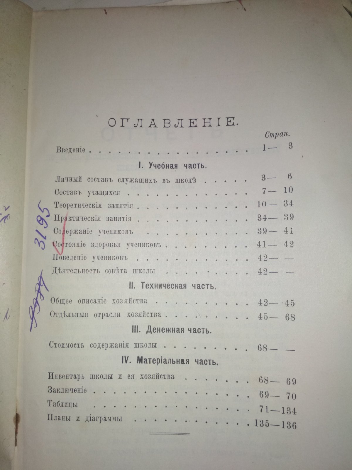 Отчет по Конь-Колодезской низшей сельско-хозяйственной школе 1-го разряда. За 1899г.