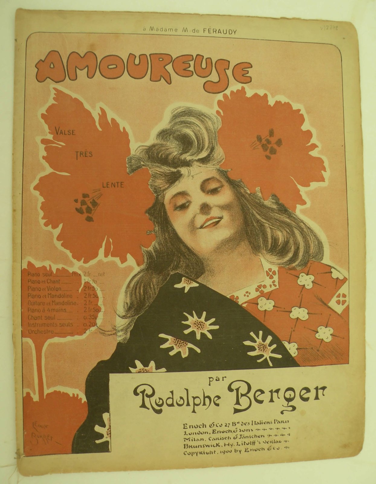 Rodolphe Berger. (Муз.). Amoureuse. Valse tres lente.
