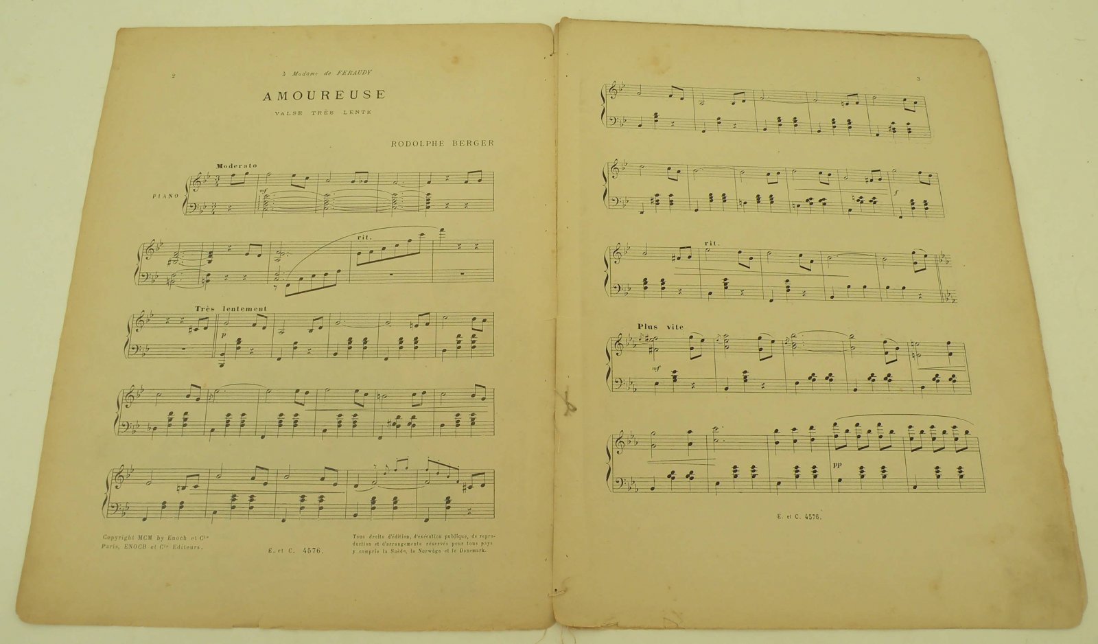 Rodolphe Berger. (Муз.). Amoureuse. Valse tres lente.