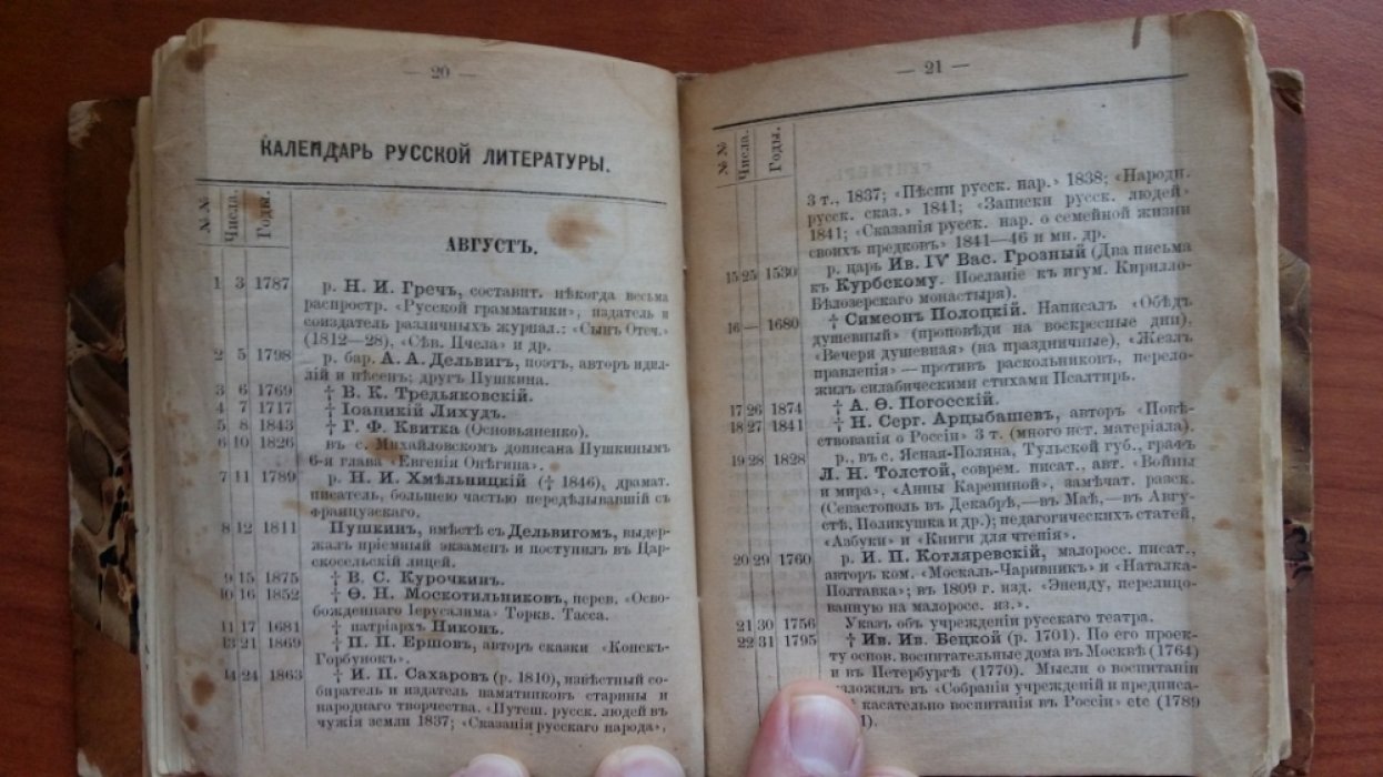 Исторические очерки городов Российской Империи. Русские писатели. Календарь Русской литературы.