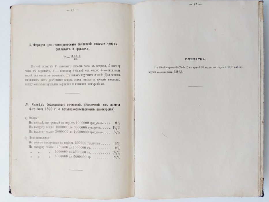 Две таблицы, необходимые для винокуренного заводчика и акцизного чиновника.