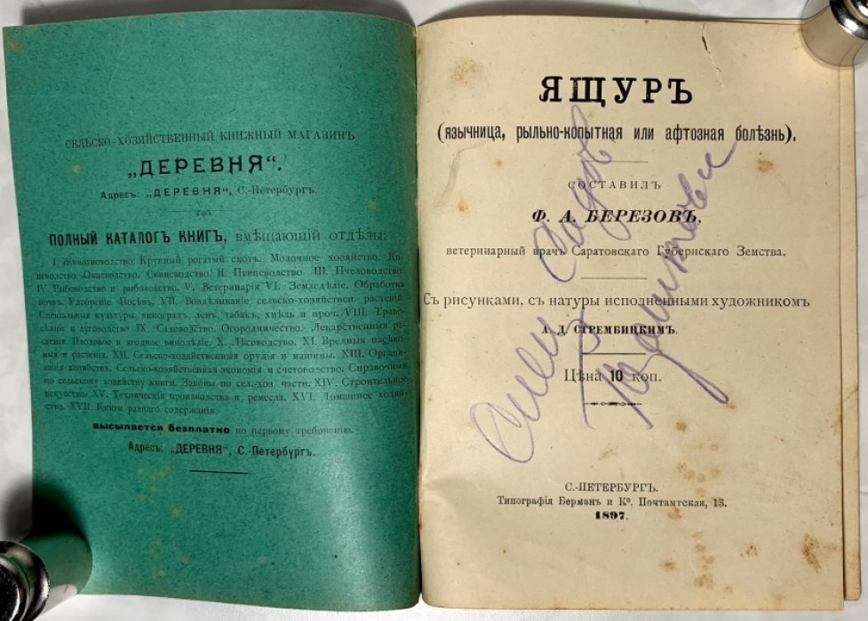Березов Ф.А. Ящур. Язычница, рыльно-копытная или афтозная болезнь.