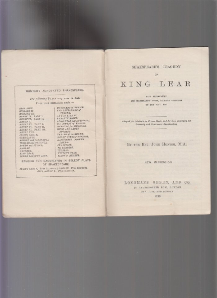 Shakespeares Tragedy of King Lear.