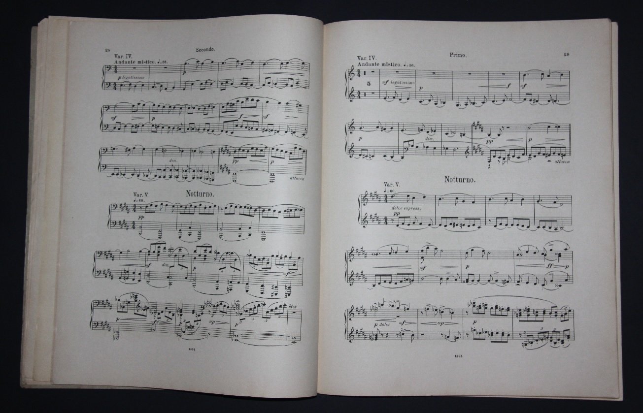 Глазунов, Александр. Шестая симфония (c-moll) для большого оркестра (Op. 58). Переложение для фортепиано в 4 руки /выполнено С. Рахманиновым/. Ноты.