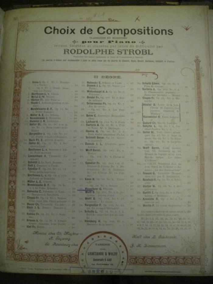 Grieg E ., Чайковский П.,  Бетховен Л.,  J. Egghard.,   Ф. Черни,  F. Mendelssohn. Ноты.