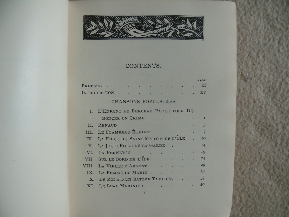 Crane Thomas Frederich. Chansons Populaires de la France. A Selection From French Popular Ballads