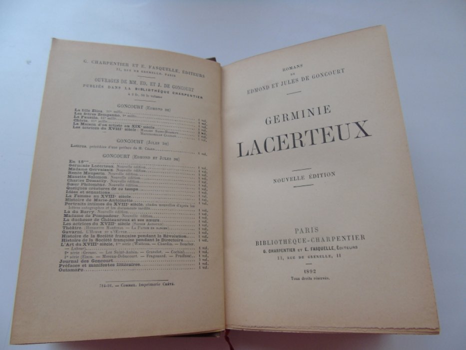 Goncourt Edmond et Jules de./де Гонкур Эдмон и Жюль. Germinie Lacerteux. Жермини Ласерте