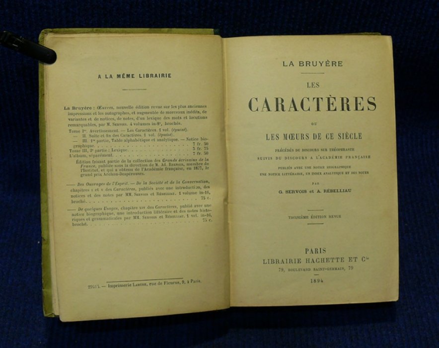 Jean de La Bruyere. Les caracteres ou les moeurs de ce siecle. (Характеры или нравы этого века).