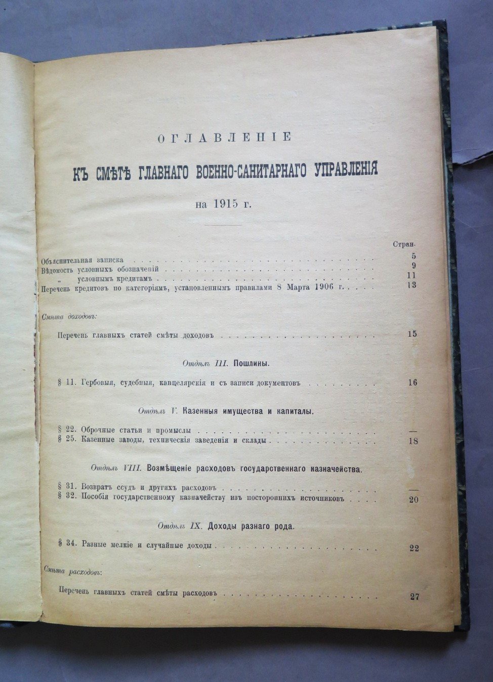 Смета Военного Министерства на 1915 год.