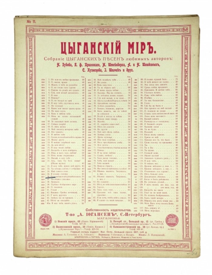 Цыганские песни и романсы. Подборка из 6 нотных изданий конца XIX - начала XX в.