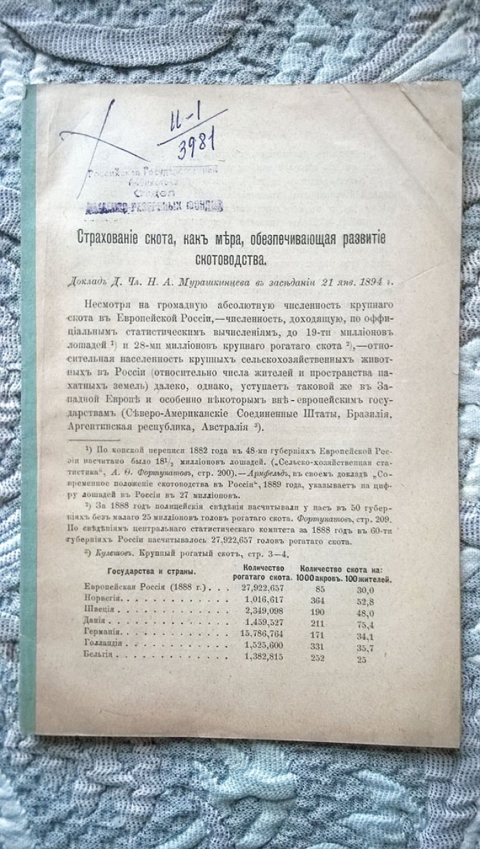 Мурашкинцев Н.А. Страхование скота, как мера, обеспечивающая развитие скотоводства.