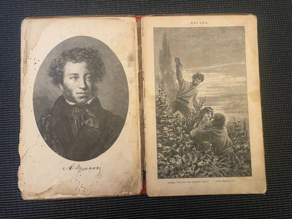 Большой альбом к сочинениям А.С. Пушкина. [Цинкографии].