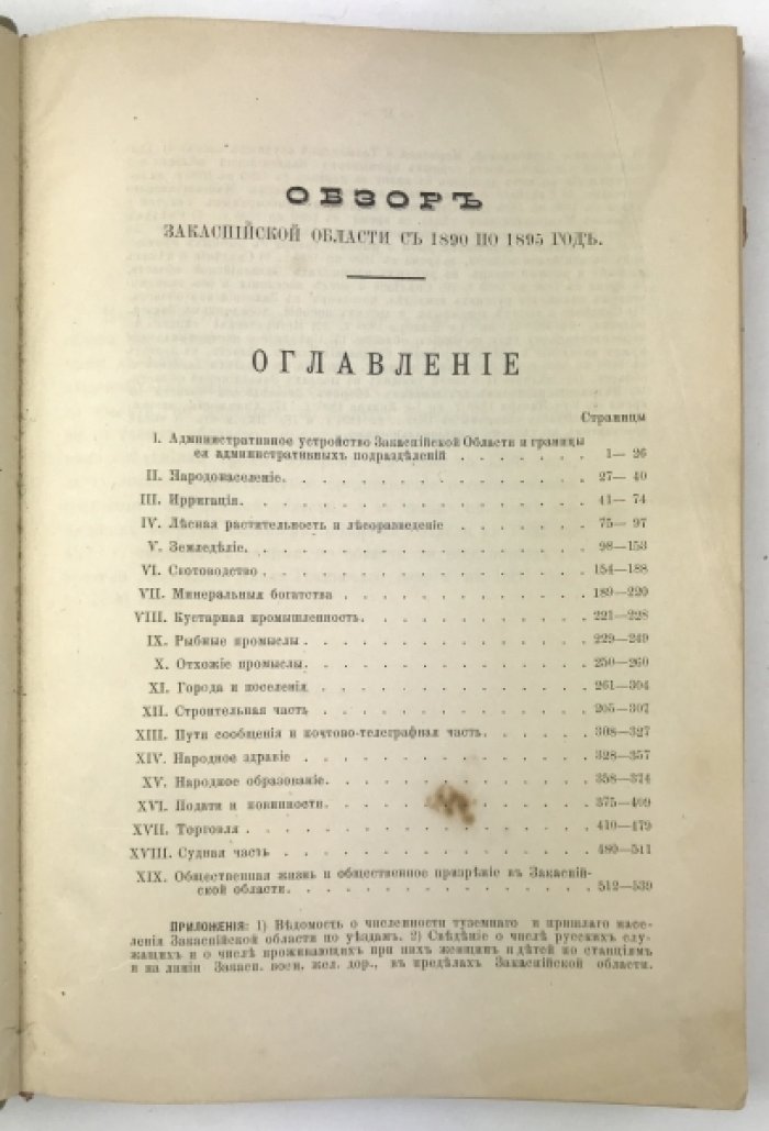 Обзор Закаспийской области за 1890–1896 годы