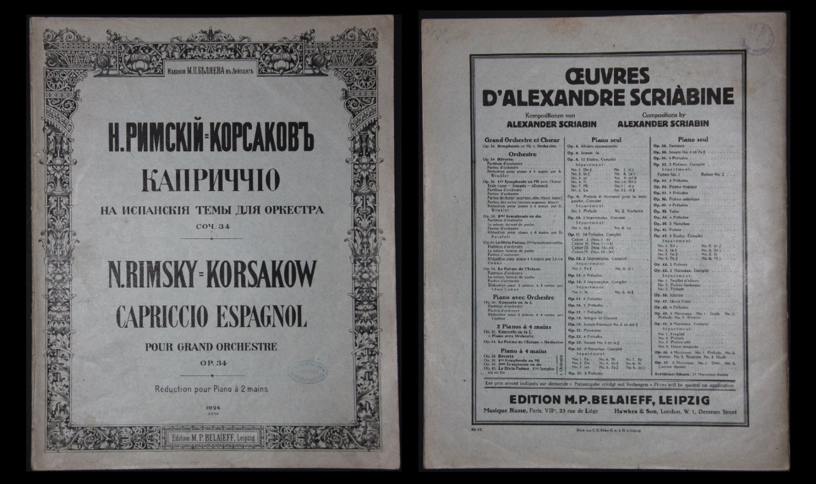 Римский-Корсаков Н.А. Испанское каприччио (Ор. 34). Переложение для фортепиано в 2 руки Александра Винклера. /Ноты/.