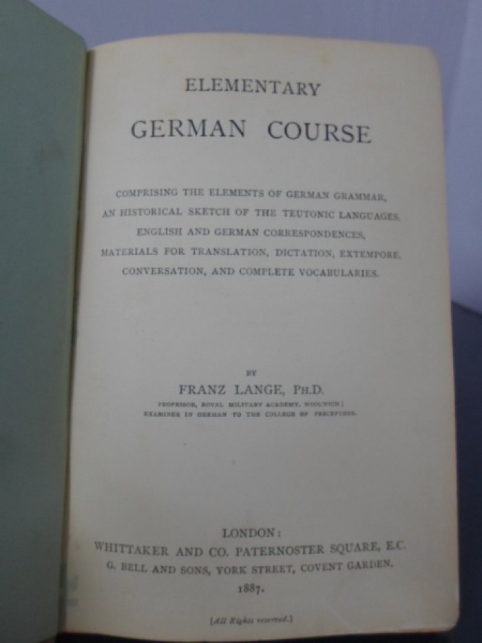 Lange Franz, Ph.D. Progressive german examination course. Elementary course.