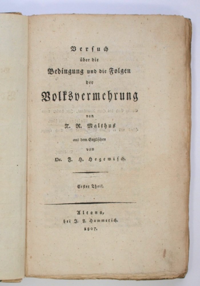Томас Роберт Мальтус. Опыт о законе народонаселения (немецкое издание, 1806)