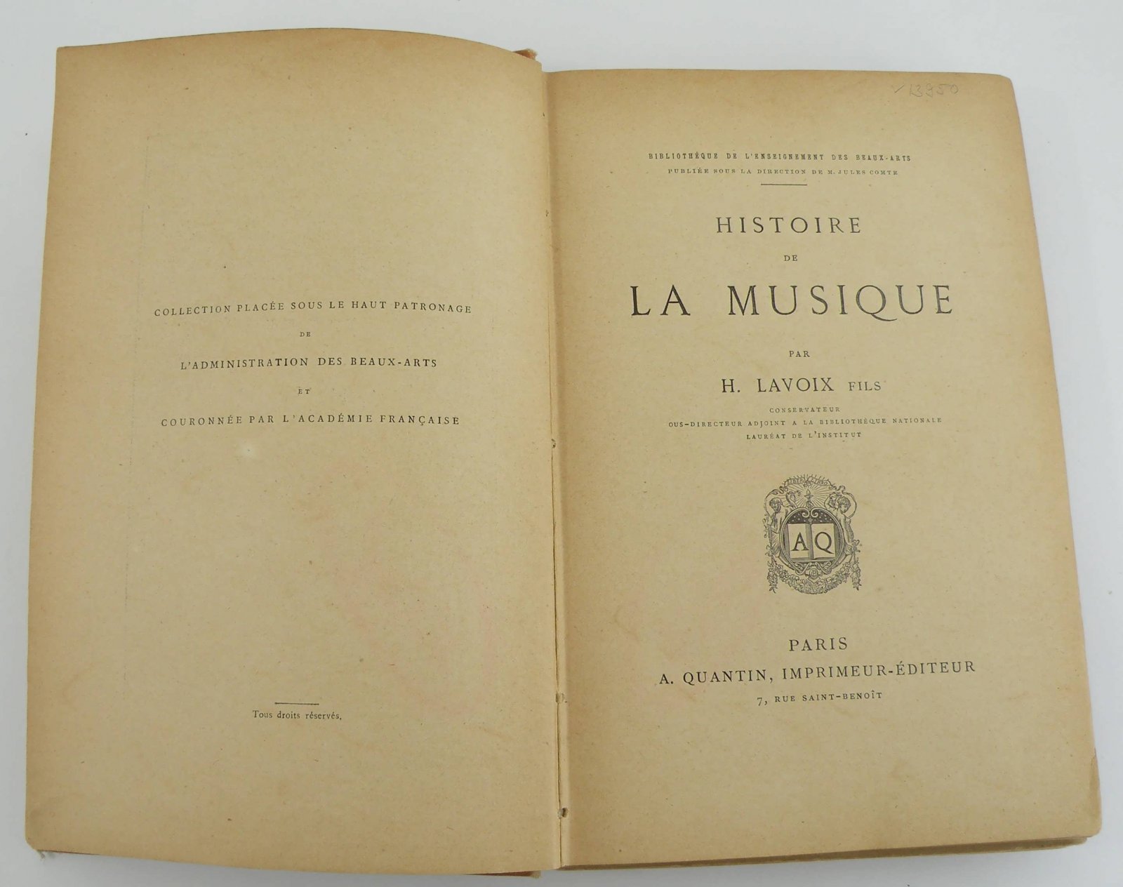 Lavoix H. Histoire de la musique.