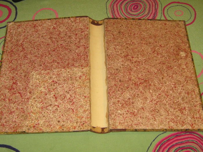 Полукожаный переплет от немецкой книги по искусству с бинтами и золотым тиснением.