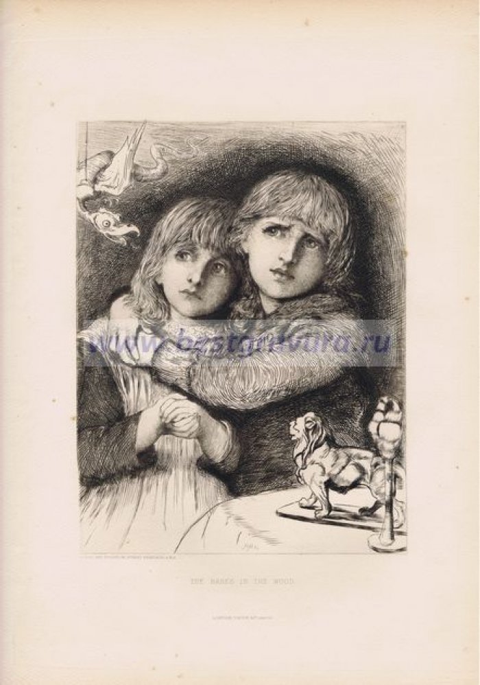 Геркомер, Губерт фон (Herkomer, Hubert von). Большой лист `Дети в лесу`.