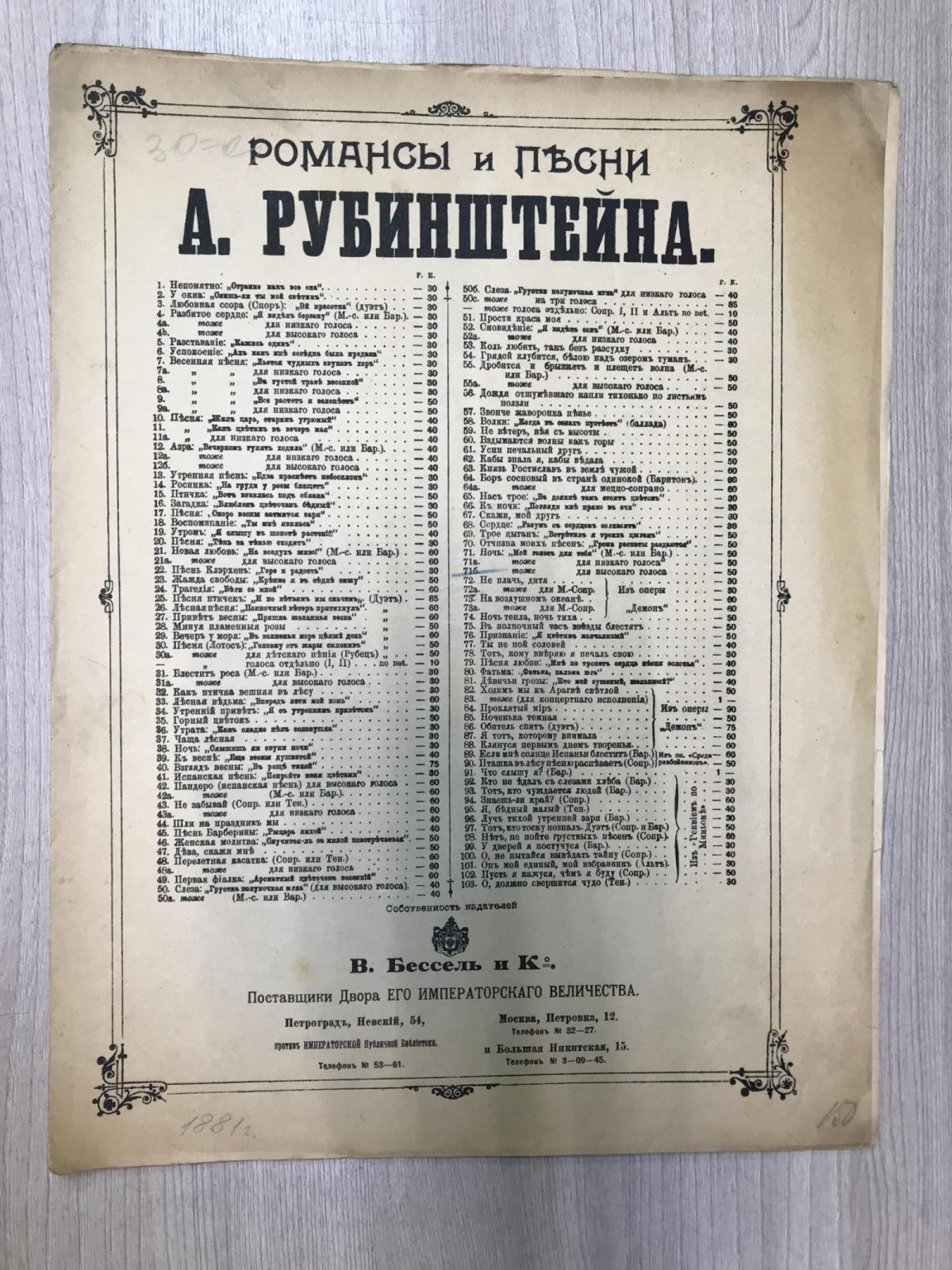 Рубинштейн Антон. Ночь. Романс.