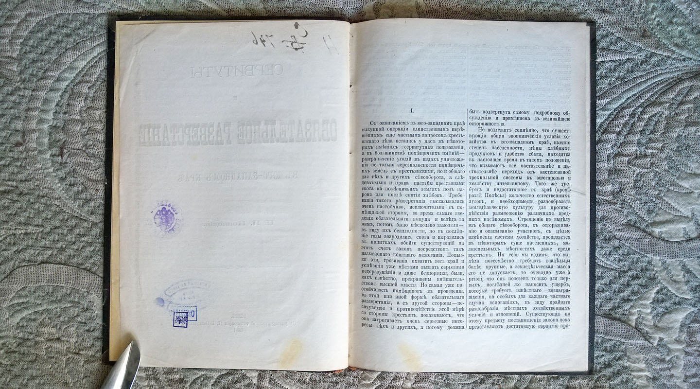 Новицкий И.П. Сервитуты и обязательное разверстание в Юго-Западном крае.