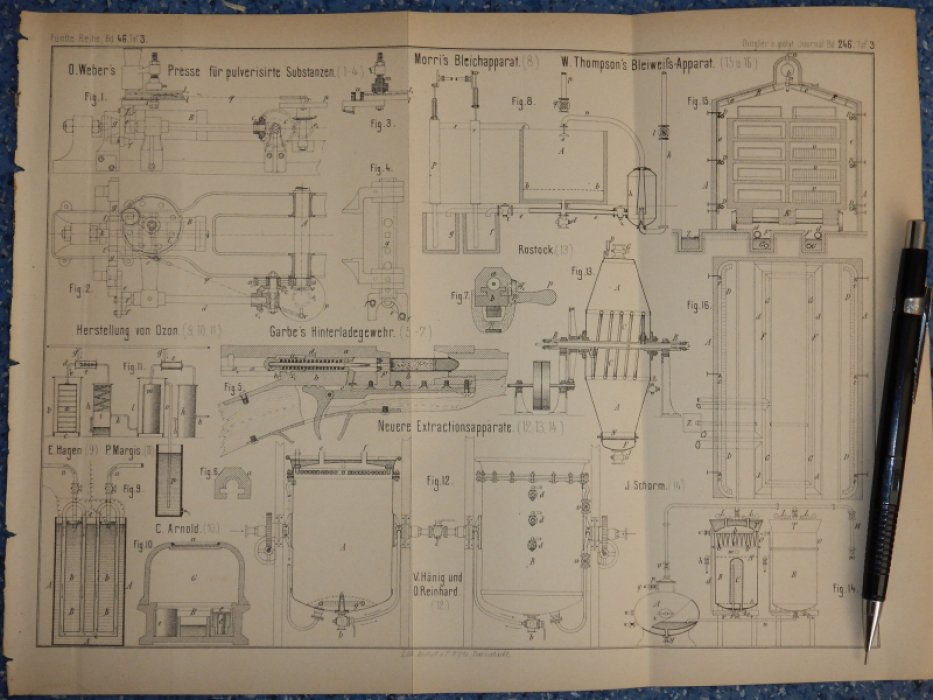 Иллюстрации из Dinglers Polytechnisches Journal (Политехнический журнал Dinglers). 1882. Том 246.