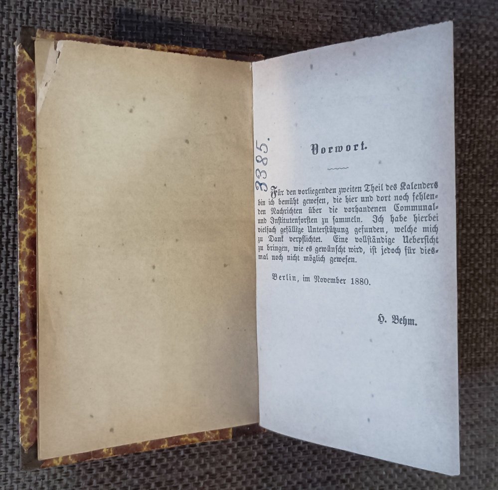 Behm E., Schneider  F.W. Forst- und Jagd-Kalender fur das Deutsche Reich auf das Jahr 1881.