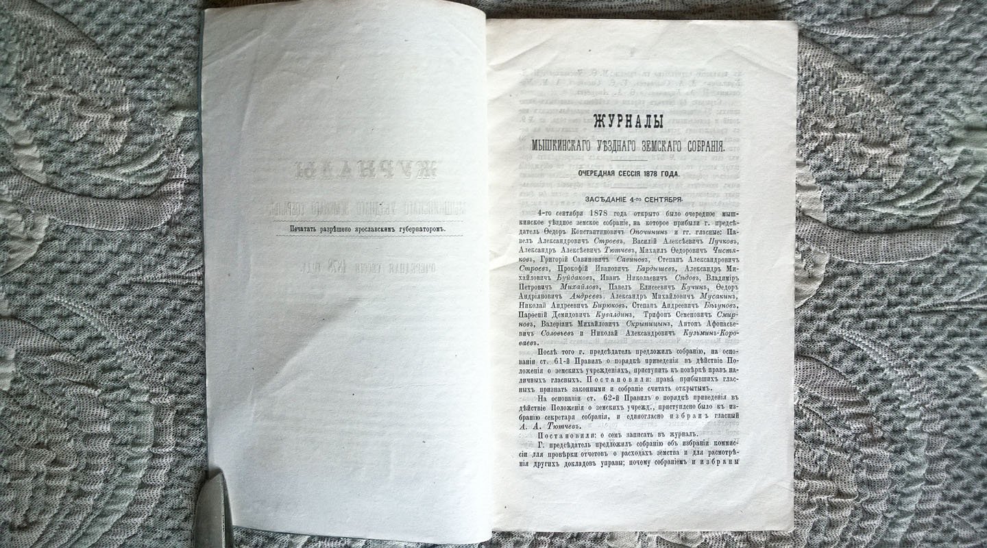 Журналы Мышкинского уездного земского собрания: Очередная сессия 1878 года.