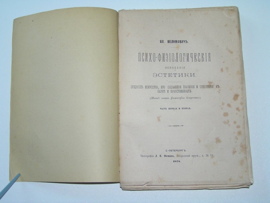 Велямович Вл. Психо-физиологические основания эстетики. Сущность искусства,его социальное значение и отношение к науке и нравственности.(Новый опыт философии искусств).