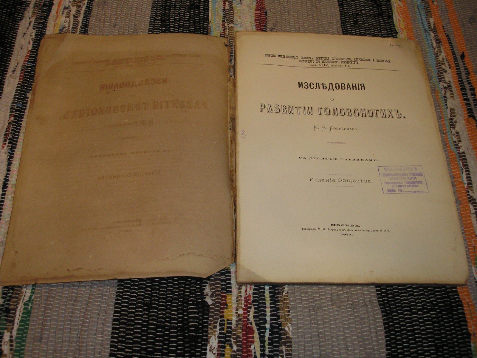 Бобрецкий Н. В. Исследования о развитии головоногих.