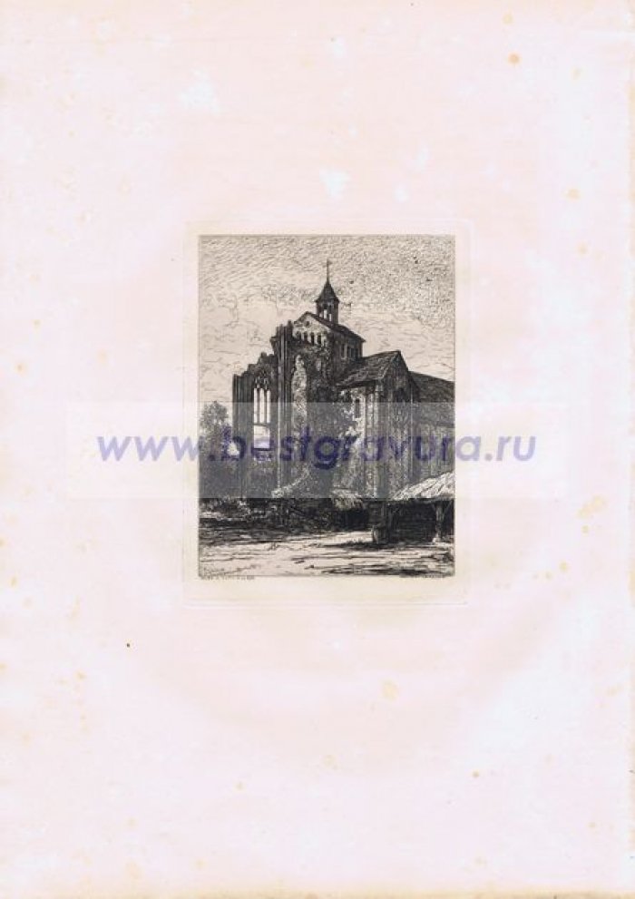 Абрахам, Танкред (Abraham, Tancrede). Гравюра `Франция. Апсида церкви в Ла-Роэ`.