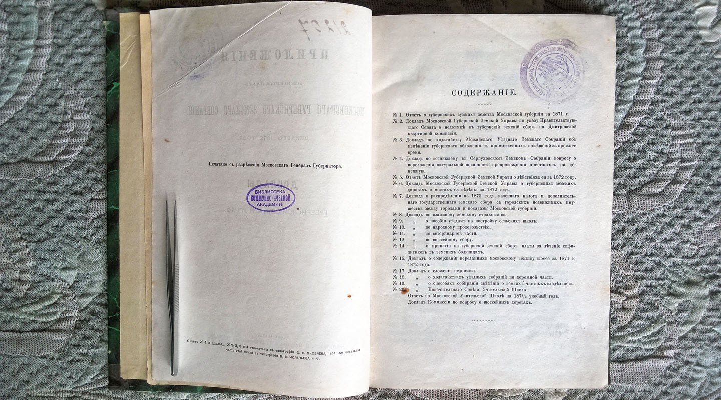 Приложения к журналам Московского губернского земского собрания: Доклады губернской земской управы.