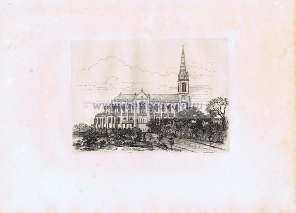 Абрахам, Танкред (Abraham, Tancrede). Гравюра `Франция. Новая церковь Сен-Реми`.