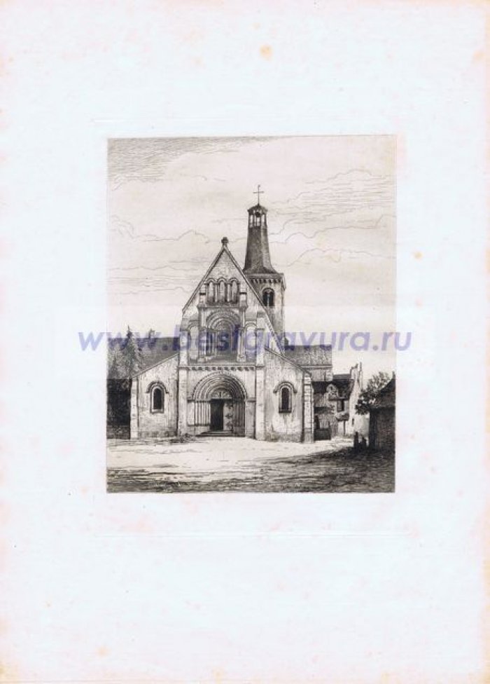 Абрахам, Танкред (Abraham, Tancrede). Гравюра `Франция. Церковь Святого Иоанна`.