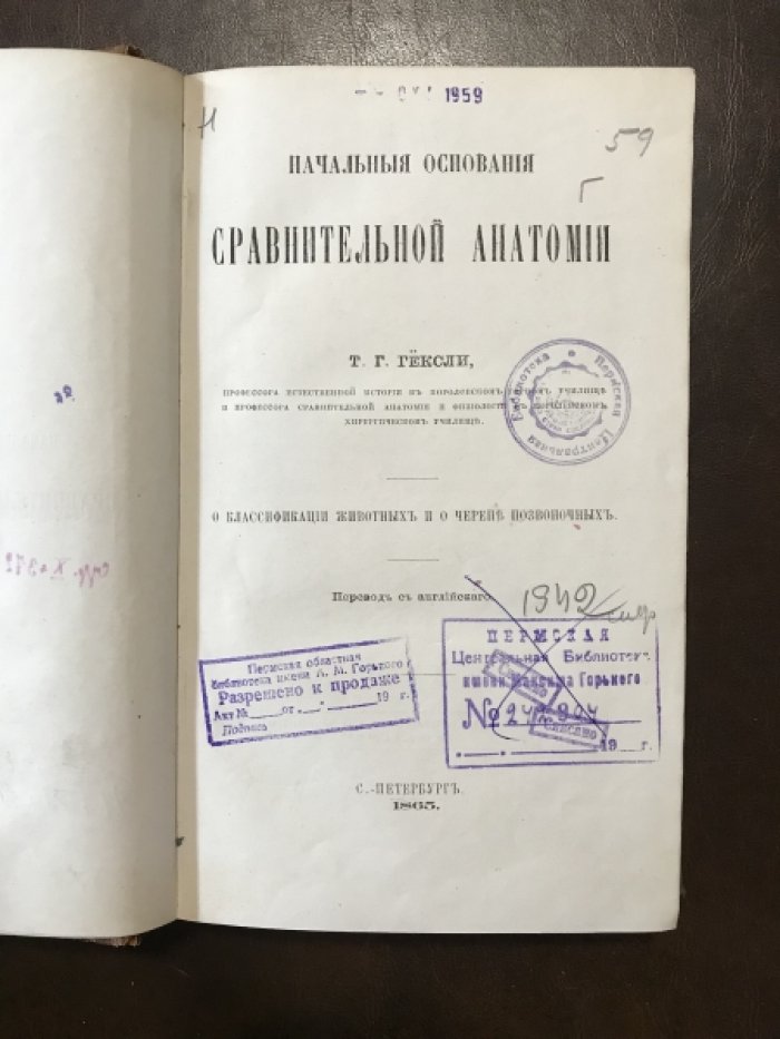 Гексли Т.Г. Начальные основания сравнительной анатомии.